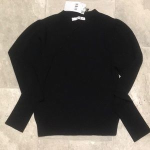 NWT Ming black small long sleeve fine knit sweater with side slit from neck